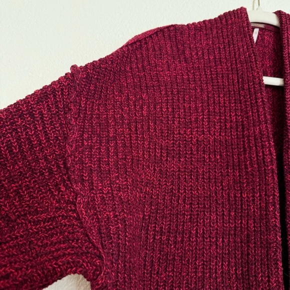 FREE PEOPLE HIGH HOPES OPEN CARDIGAN SWEATER PLUM BLOSSOM COMBO - Picture 7 of 9